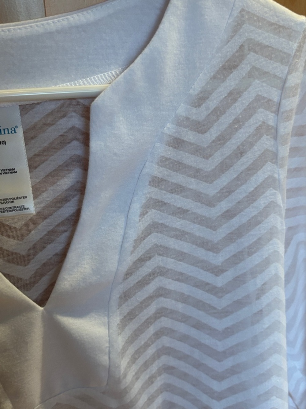 Catalina Arctic White Semi-Sheer Chevron Tunic Swim Cover Up - size M - Picture 3 of 6